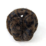 Black Ginger Faux Fur Animal Print Ear Muffs - Dark Brown