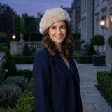 Black Ginger Faux Fur Beret Style Hat - Cream