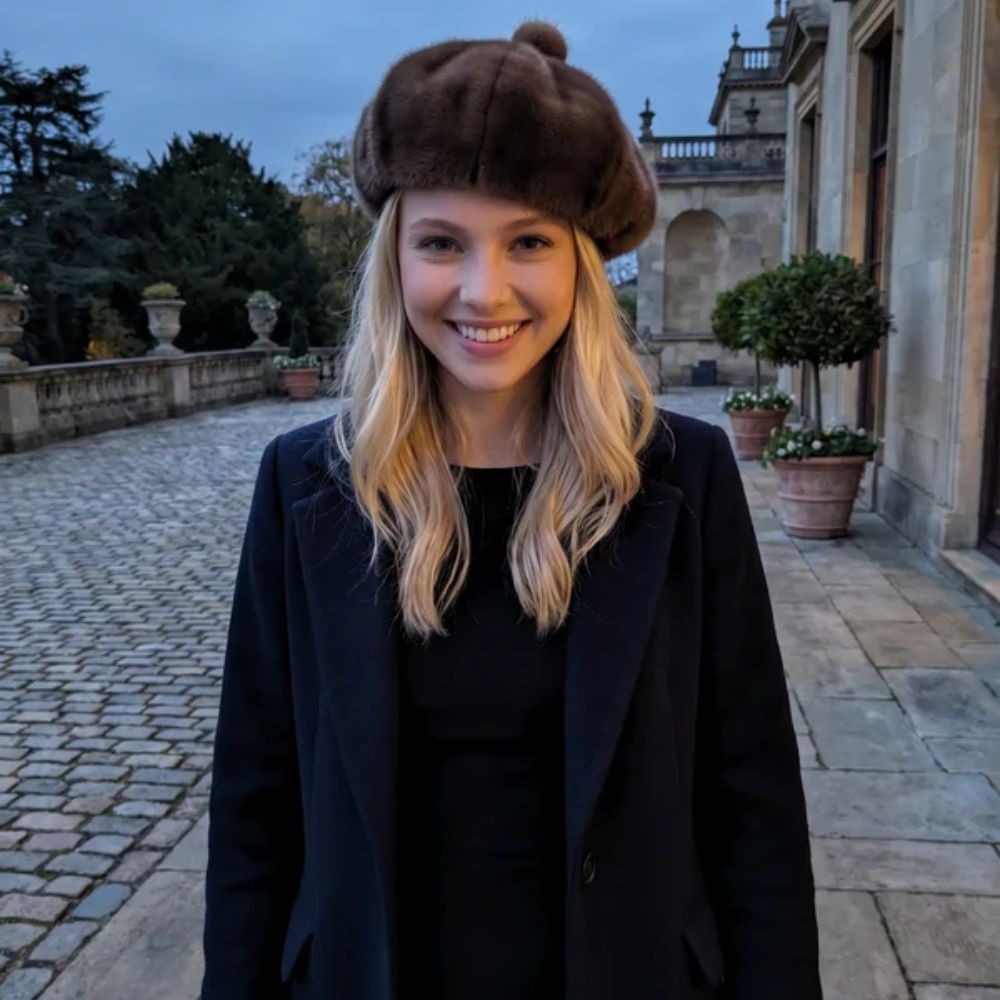 Black Ginger Faux Fur Beret Style Hat - Dark Mink