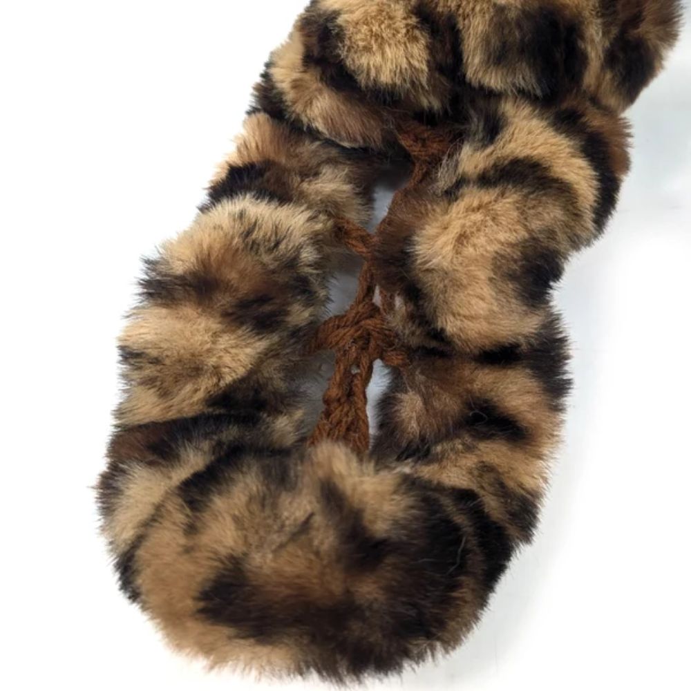 Black Ginger Faux Fur Corkscrew Collar - Animal Brown