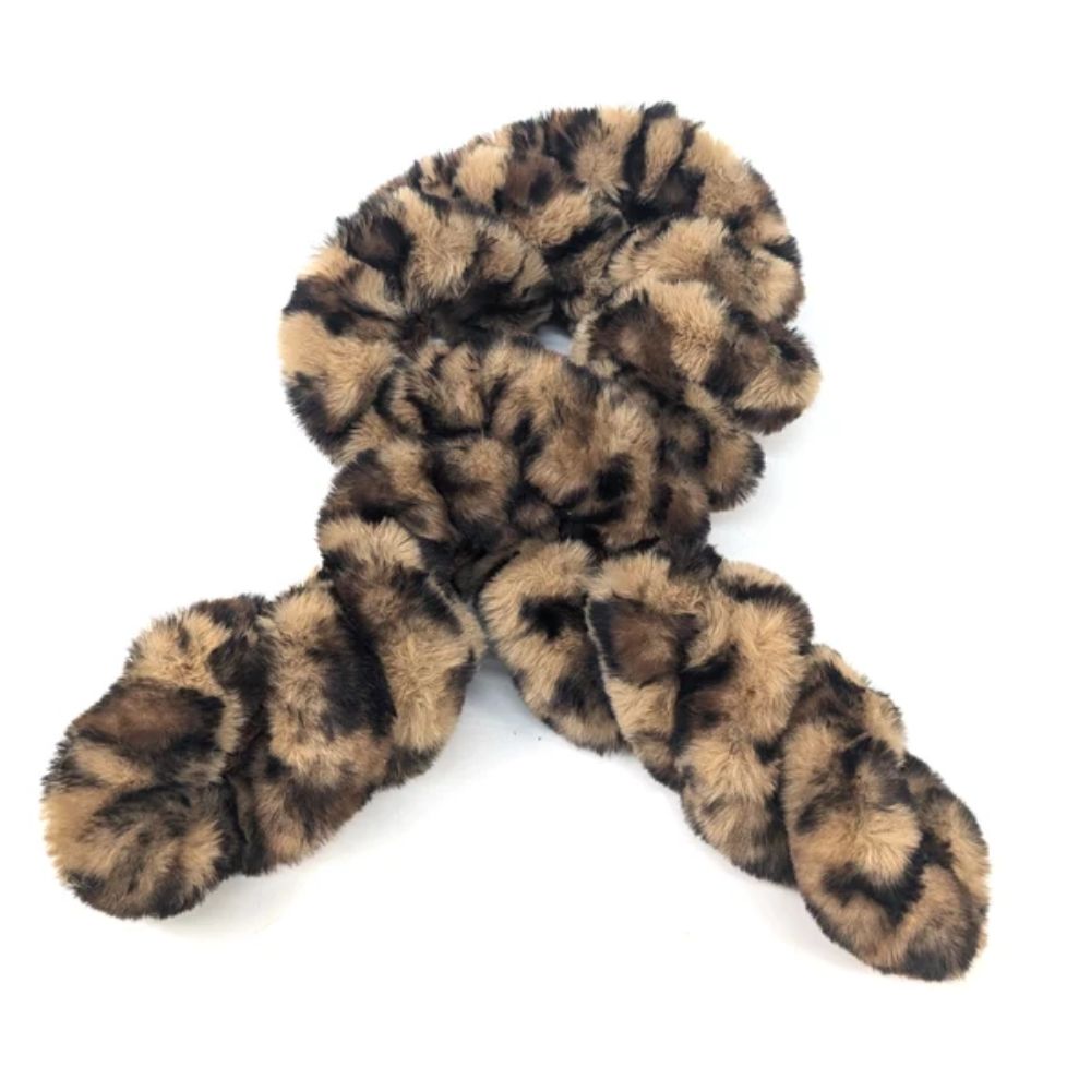 Black Ginger Faux Fur Corkscrew Collar - Animal Brown