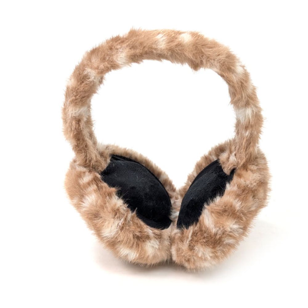 Black Ginger Faux Fur Deer Print Ear Muffs