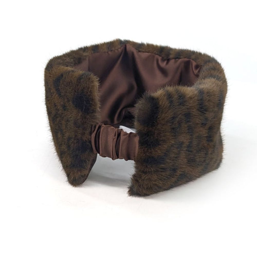 Black Ginger Faux Fur Head Band & Snood - Dark Animal Print