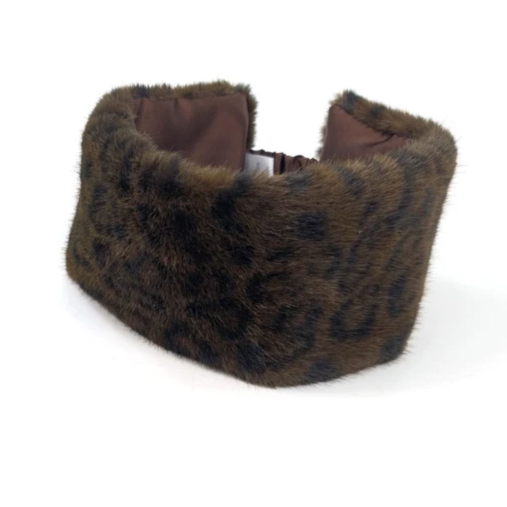 Black Ginger Faux Fur Head Band & Snood - Dark Animal Print