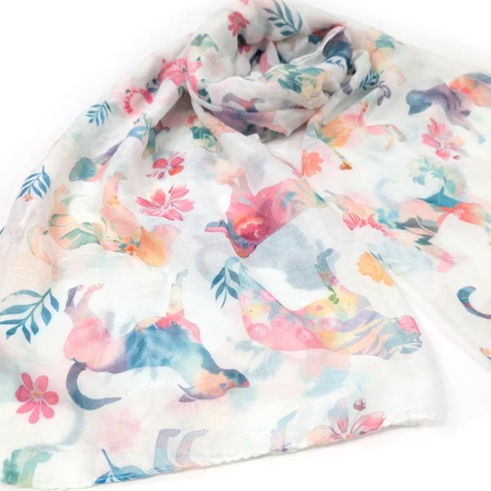 Black Ginger Floral Dogs Scarf (70x180cm) - Exclusive Design
