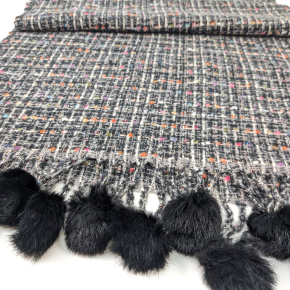 Black Ginger Garreta - Confetti Pom Pom Scarf (50x180cm) - Black