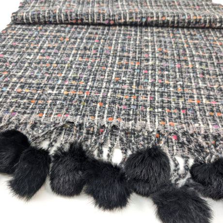 Black Ginger Garreta - Confetti Pom Pom Scarf (50x180cm) - Black