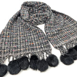 Black Ginger Garreta - Confetti Pom Pom Scarf (50x180cm) - Black