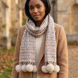 Black Ginger Garreta - Confetti Pom Pom Scarf (50x180cm) - Cream