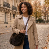 Black Ginger Georgia - Half Moon Bag with Adjustable Strap - Dark Brown