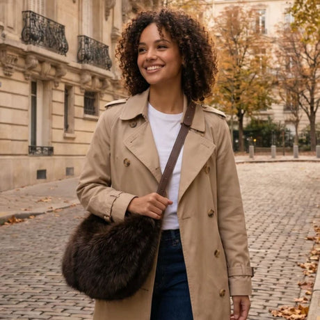 Black Ginger Georgia - Half Moon Bag with Adjustable Strap - Dark Brown
