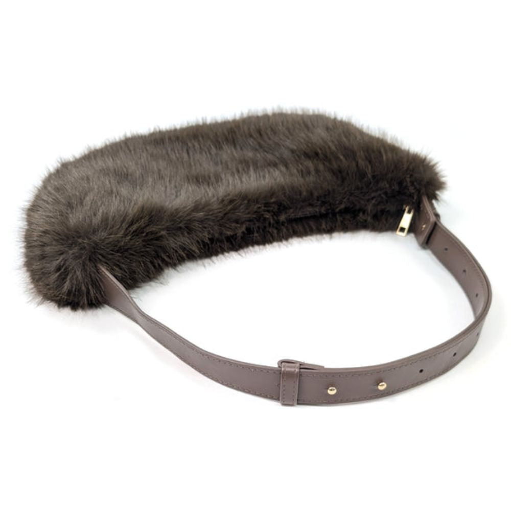 Black Ginger Georgia - Half Moon Bag with Adjustable Strap - Dark Brown