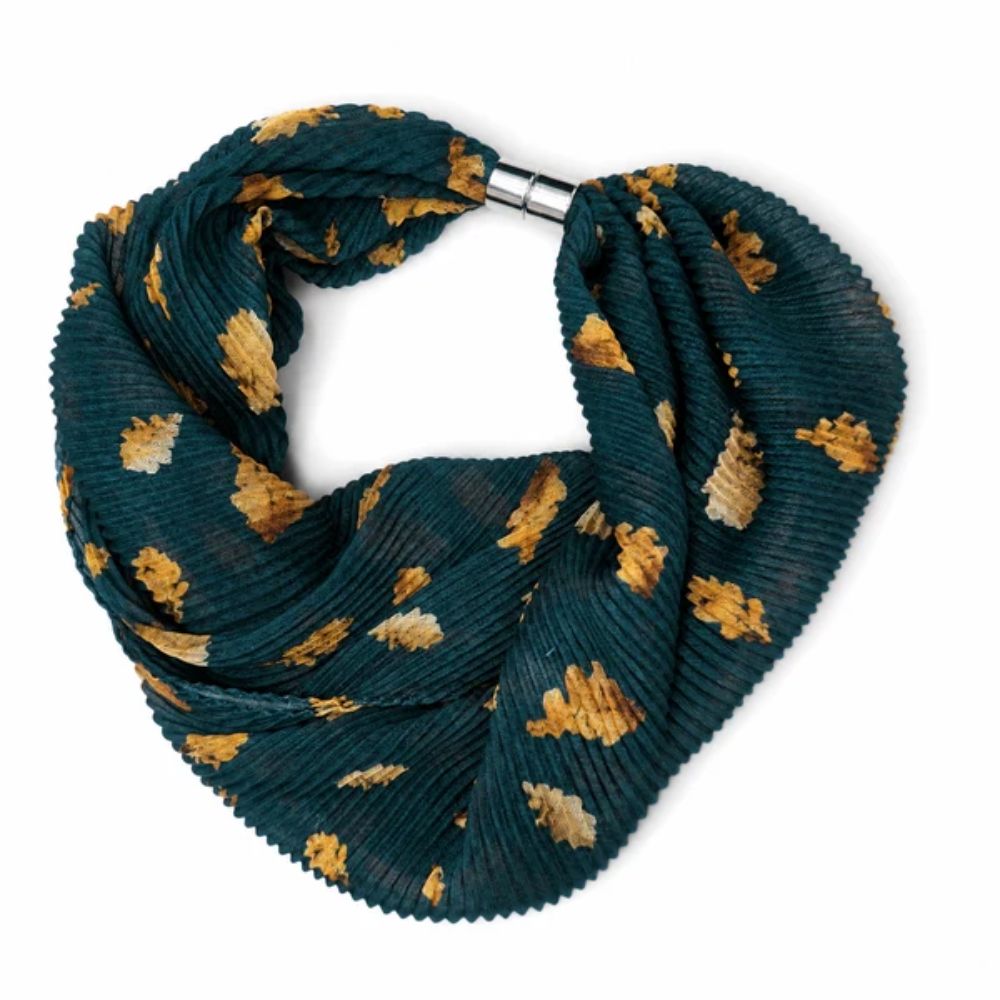 Black Ginger Gold Leaf Magnetic Neck Scarf - Exclusive Design