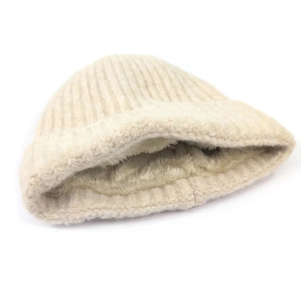 Black Ginger Knitted Beanie Hat - Cream