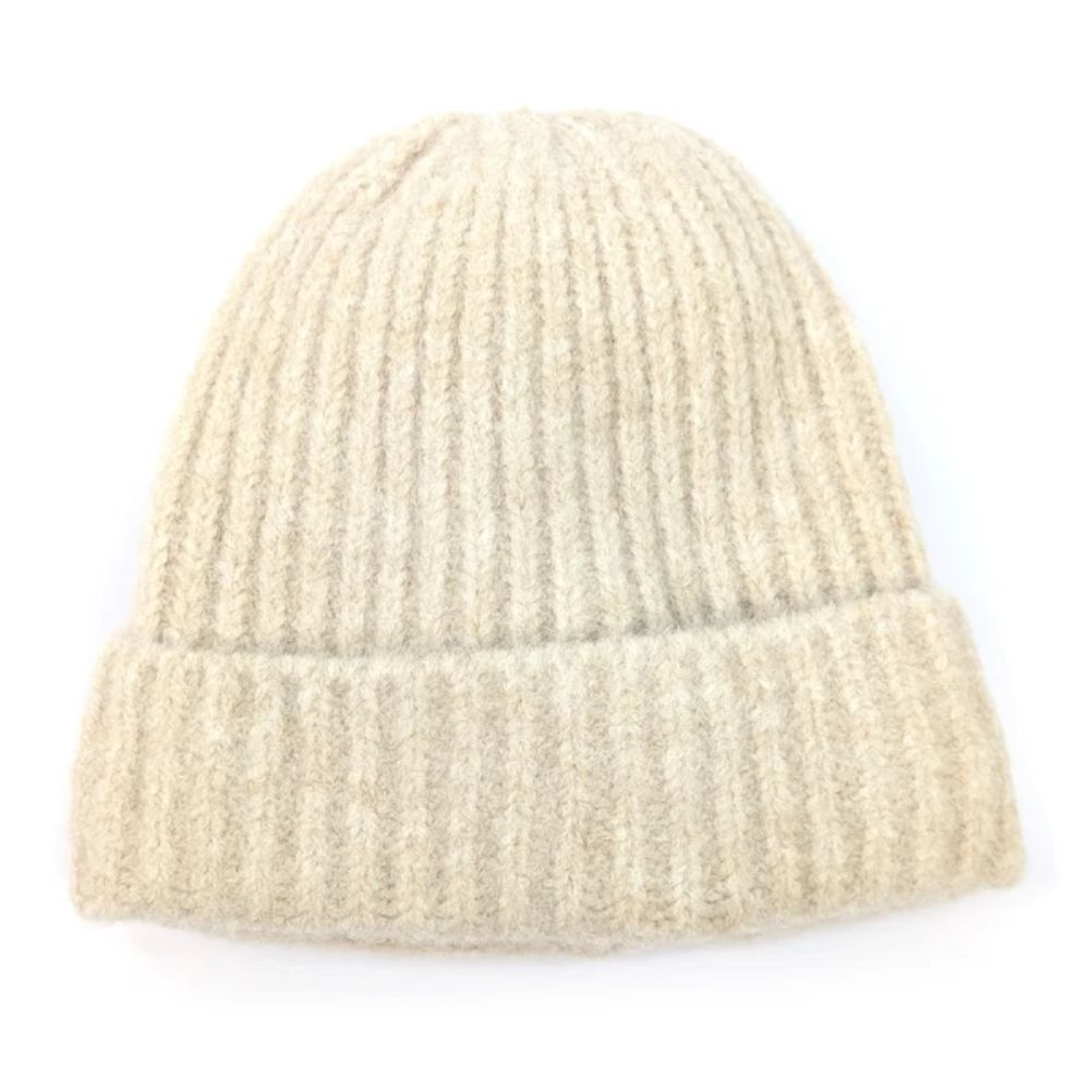 Black Ginger Knitted Beanie Hat - Cream