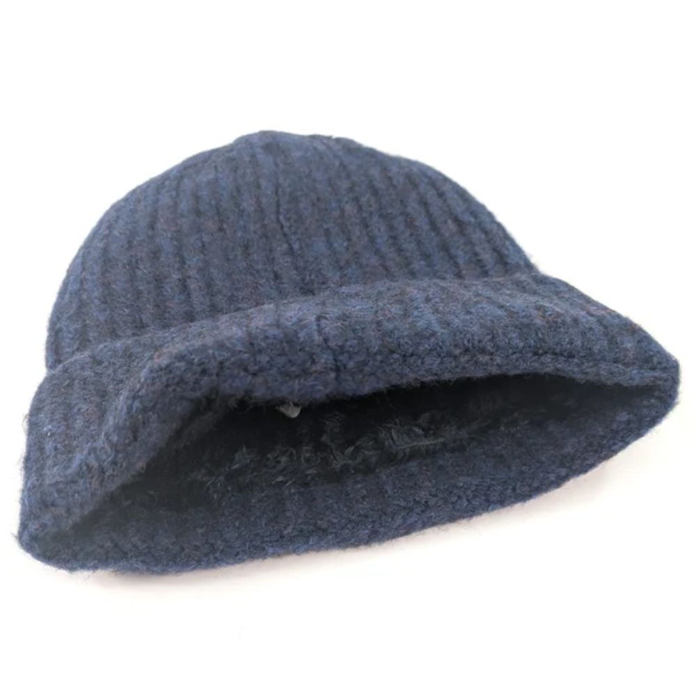 Black Ginger Knitted Beanie Hat - Dark Blue