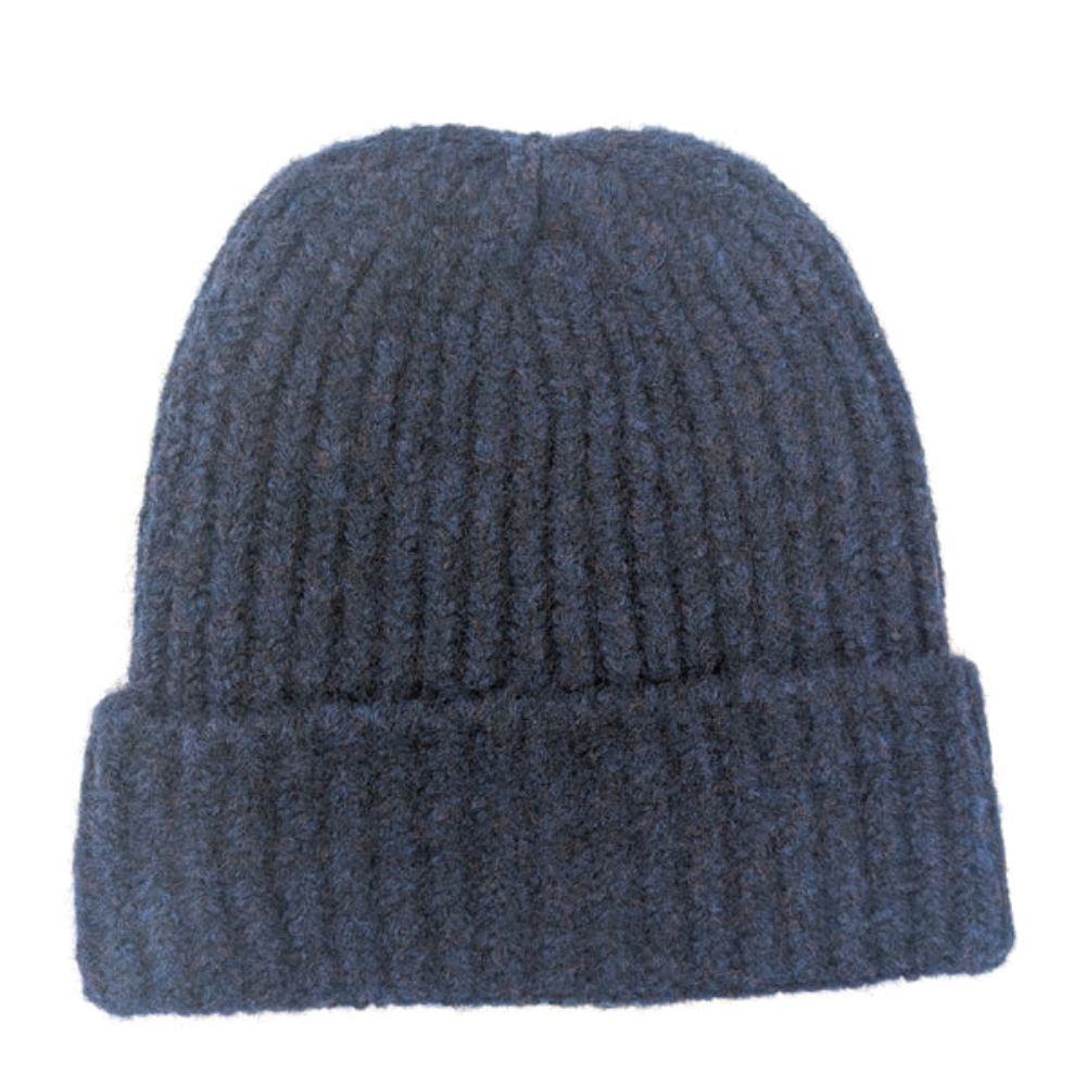 Black Ginger Knitted Beanie Hat - Dark Blue