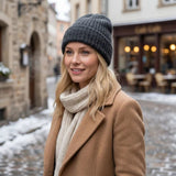 Black Ginger Knitted Beanie Hat - Grey