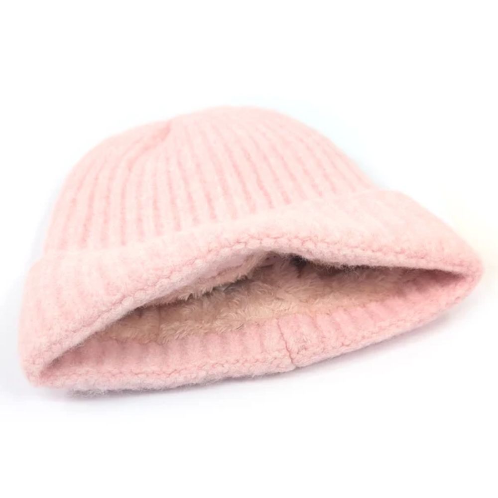 Black Ginger Knitted Beanie Hat - Pink