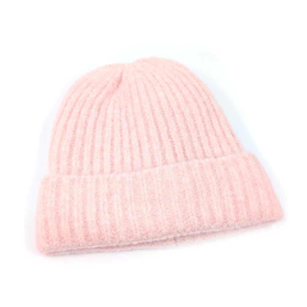 Black Ginger Knitted Beanie Hat - Pink