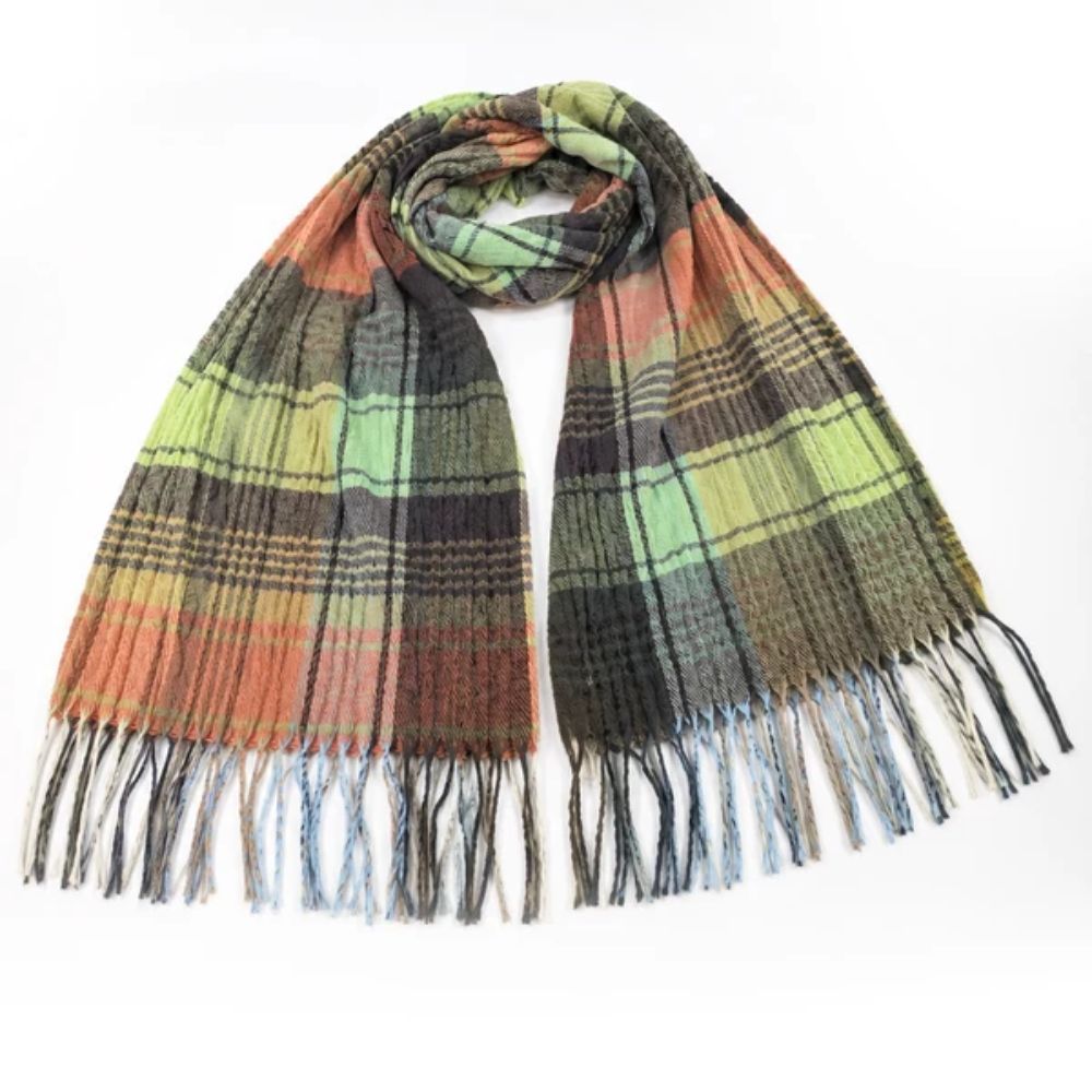 Black Ginger Kokotia - Crinkle Boxes Scarf (60x180cm) - Greens