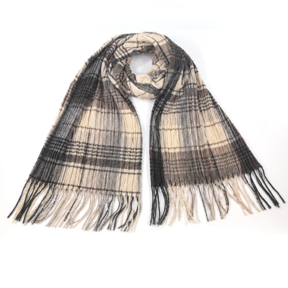 Black Ginger Kokotia - Crinkle Boxes Scarf (60x180cm) - Neutrals