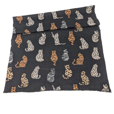 Black Ginger Lacarre - Animal Print Cats Scarf (70x180cm) - Black