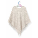 Black Ginger Laxia - Check Tasseled Poncho - Cream/Brown