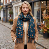 Black Ginger Gold Leaf Pashmina Style Scarf (70x180cm) - Exclusive Design