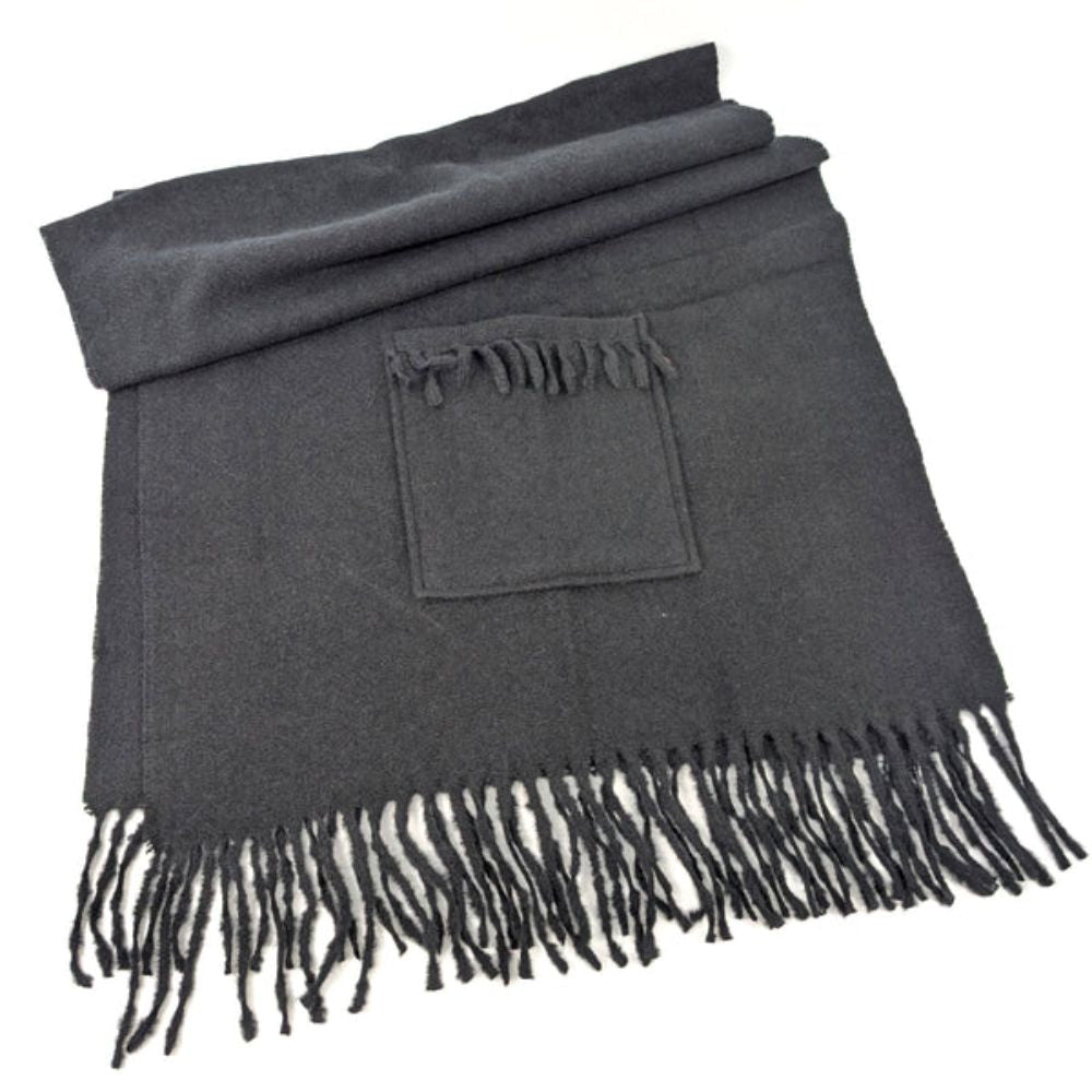 Black Ginger Macha - Shawl/Scarf with Pockets (65x180cm) - Black
