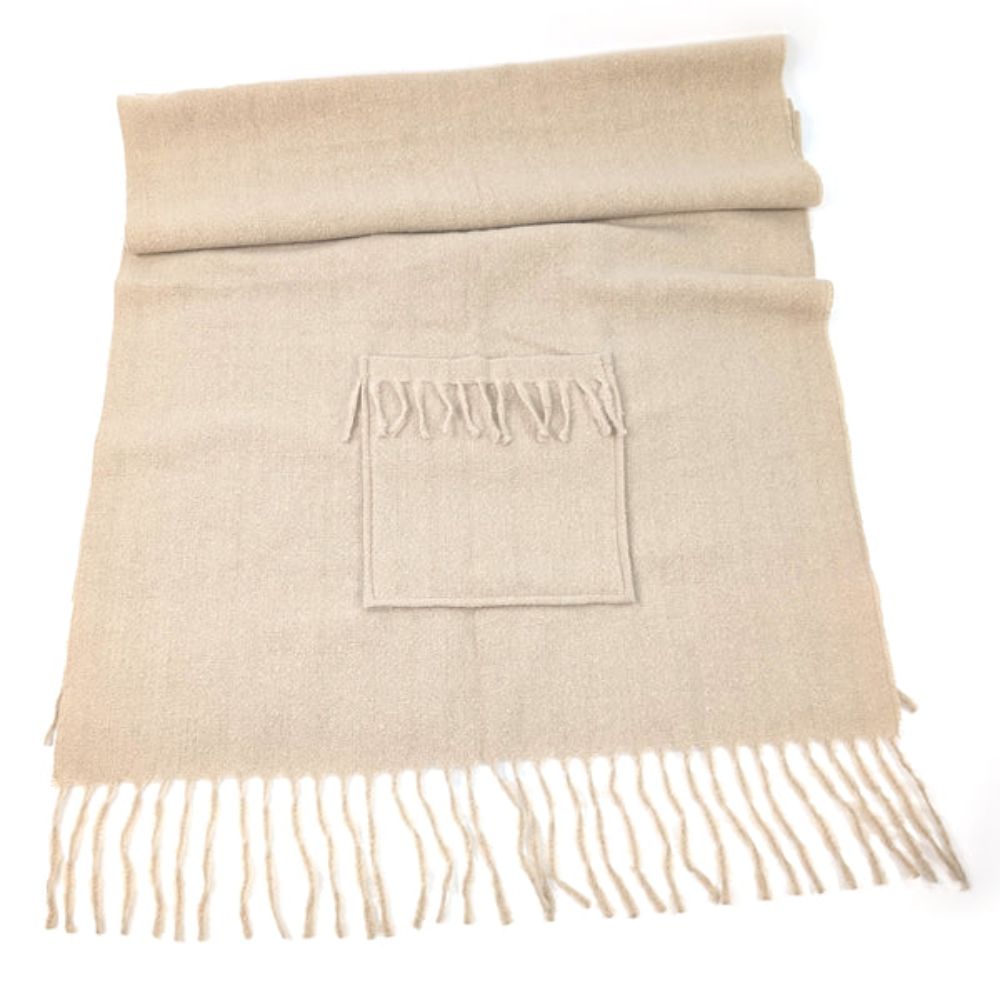 Black Ginger Macha - Shawl/Scarf with Pockets (65x180cm) - Cream