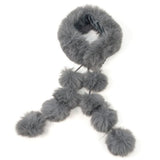 Black Ginger Magnetic Faux Fur Collar with Long PomPom Tie - Grey