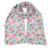 Black Ginger Mint Peony Scarf (50x180cm) - Exclusive Design