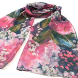 Black Ginger Oil Hydrangeas Scarf (70x180cm) - Exclusive Design