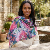 Black Ginger Oil Hydrangeas Scarf (70x180cm) - Exclusive Design