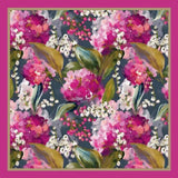Black Ginger Oil Hydrangeas Silk Feel Square Scarf (70x70cm) - Exclusive Design