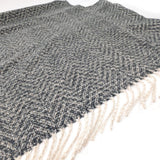 Black Ginger Orx - Herringbone Tasseled Poncho - Black