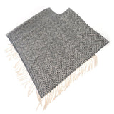 Black Ginger Orx - Herringbone Tasseled Poncho - Black