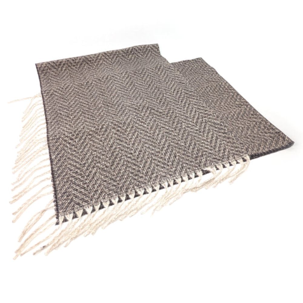 Black Ginger Orx - Herringbone Tasseled Poncho - Brown