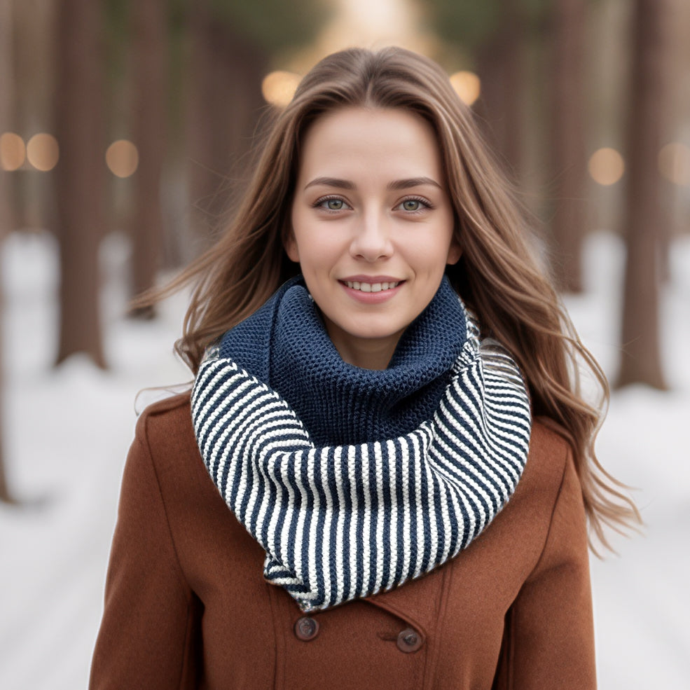 Black Ginger Pandji Half & Half Double Snood - Navy