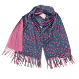Black Ginger Pink Polka Dot Pashmina Style Scarf (70x180cm) - Exclusive Design