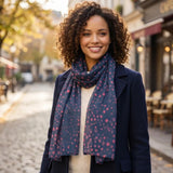 Black Ginger Pink Polka Dot Scarf (70x180cm) - Exclusive Design