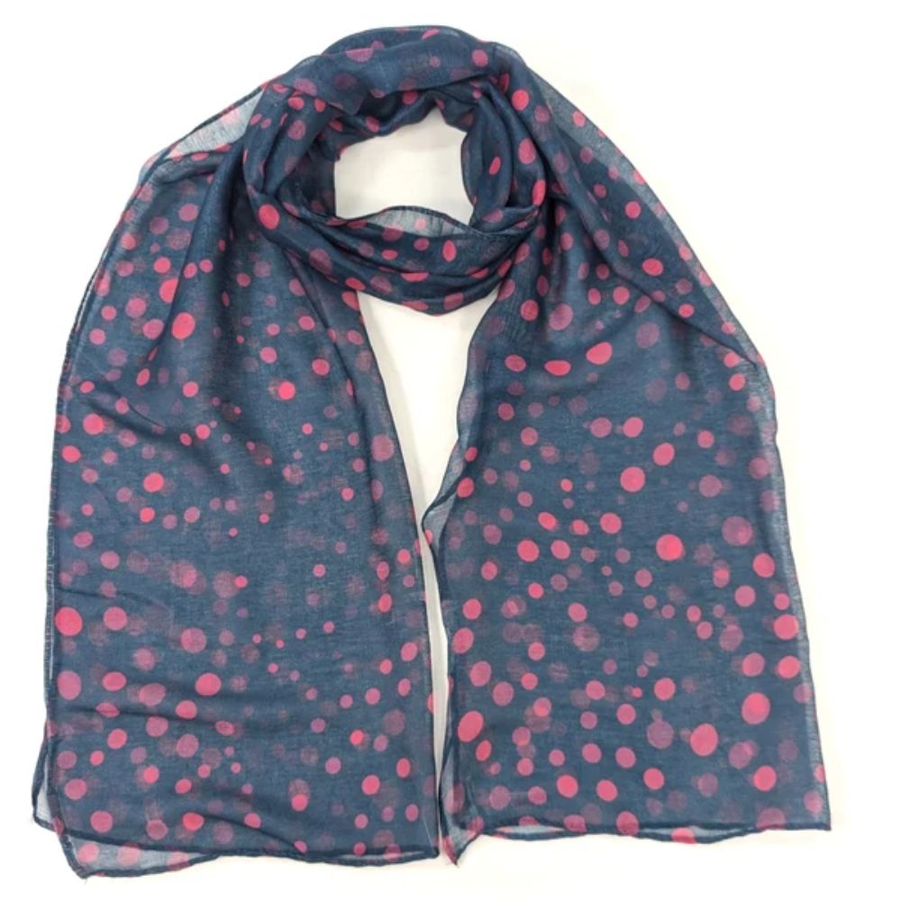 Black Ginger Pink Polka Dot Scarf (70x180cm) - Exclusive Design