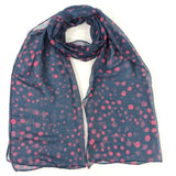 Black Ginger Pink Polka Dot Scarf (70x180cm) - Exclusive Design
