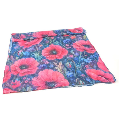 Black Ginger Pink Poppy Flower Scarf (70x180cm) - Exclusive Design
