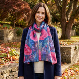 Black Ginger Pink Poppy Flower Scarf (70x180cm) - Exclusive Design