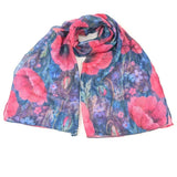 Black Ginger Pink Poppy Flower Scarf (70x180cm) - Exclusive Design
