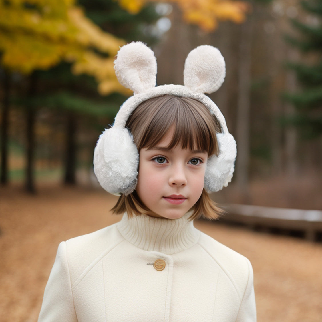 Black Ginger Rabbit Children's Ear Muffs - White