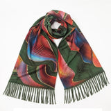 Black Ginger Sare - Golden Waves Pashmina Style Scarf (70x180cm) - Rich Green
