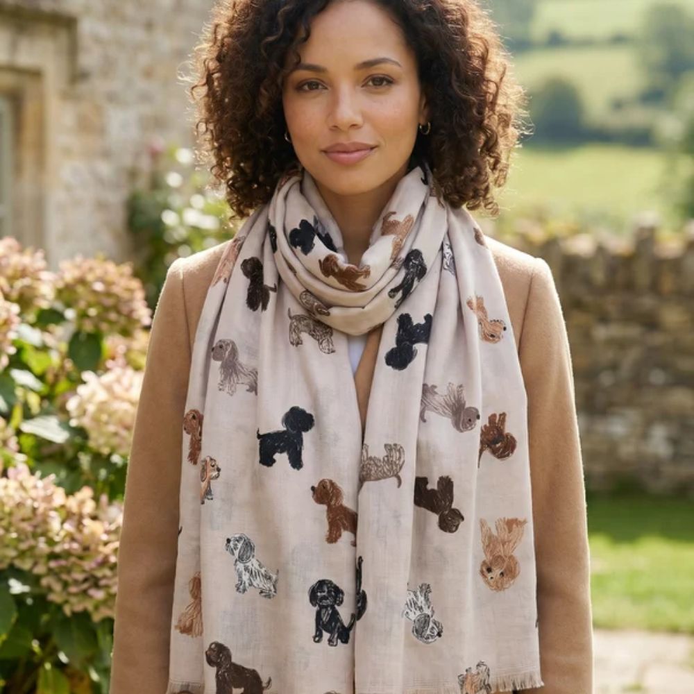 Black Ginger Lacarre - Animal Print Cats Scarf (70x180cm) - Dark Red
